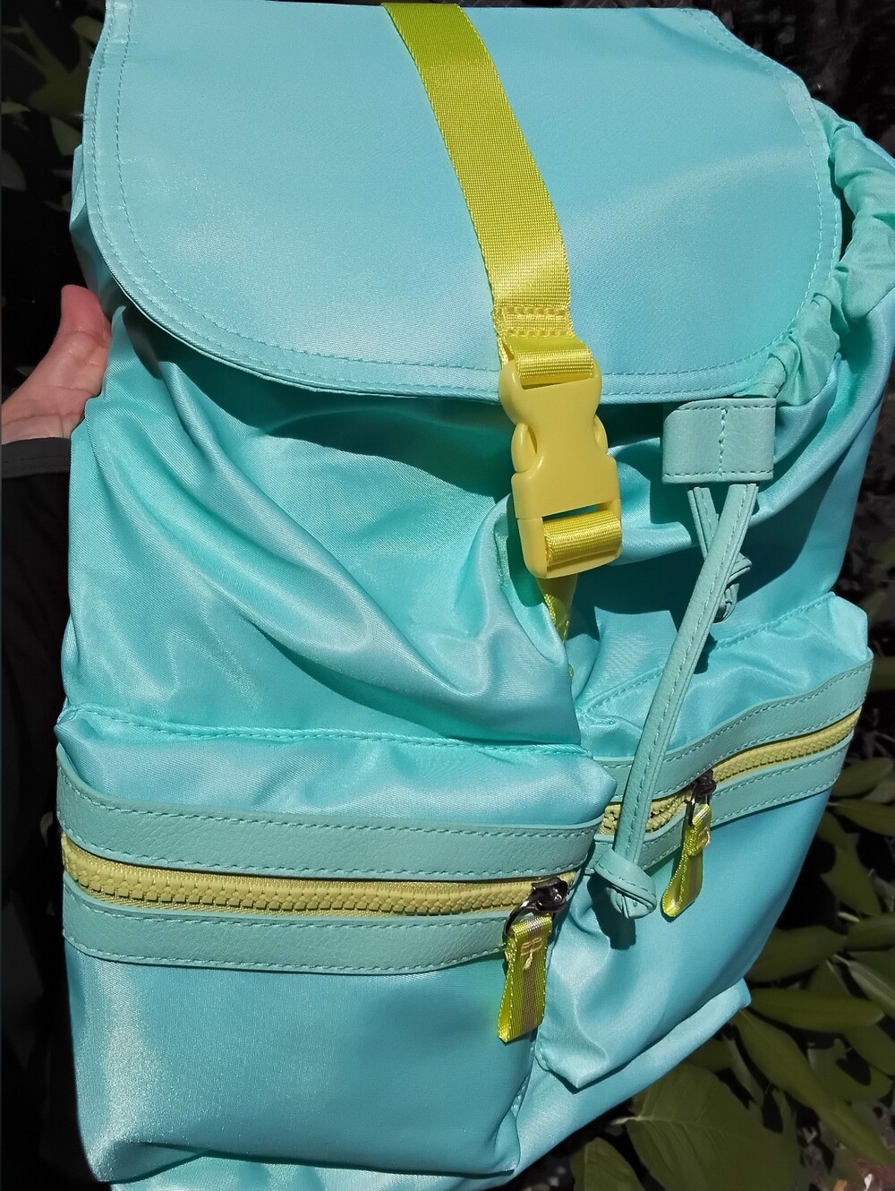 No Boundaries NWT Mint Green Drawstring Backpack with Yellow Accent - Women Bags